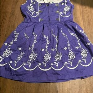 Purple Dirndl with White and Blue Embroidery